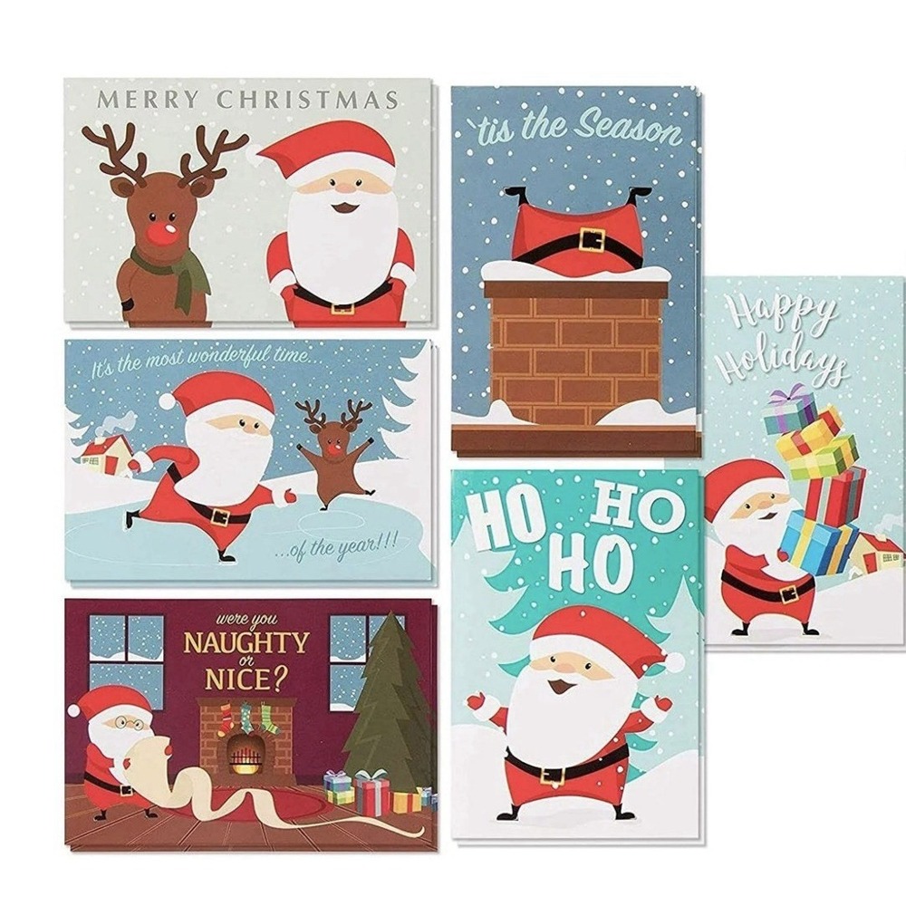 Sustainable Greetings 48 Pack Santa Christmasโ Cards with Envelopes